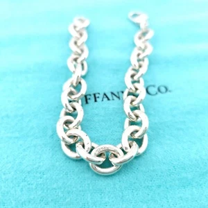 Pulsera Tiffany & Co. de plata de ley unisex de 10 mm cadena de eslabones redondos 8 - Imagen 1 de 8
