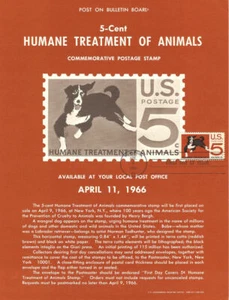 #1307 5c Humane Treatment Stamp Poster- Unofficial Souvenir Page Flat - Picture 1 of 1