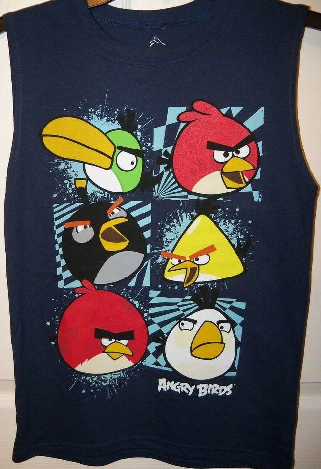 Camisa Angry Birds Azul Marino Sin Mangas Niños Talla 10/12 Mediana Nueva Con Etiquetas           Foto 1 de 1