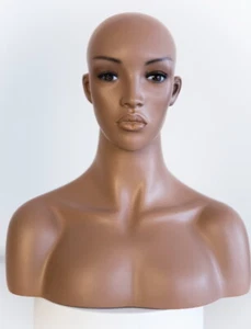 17 Zoll H afroamerikanische Schaufensterpuppe Kopf Büstenform Schaufensterpuppe Gesicht Make-up MH5BK - Bild 1 von 6