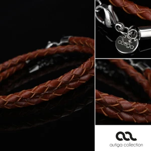 Lederarmband Lederhalskette geflochten braun Edelstahl 3mm 4mm 17-80 cm unisex - Bild 1 von 2