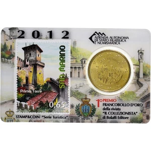 [#1510048] San Marino, 50 Euro Cent + Stamp, Prima Torre, 2012, Rome, Nordic g,  - Picture 1 of 2