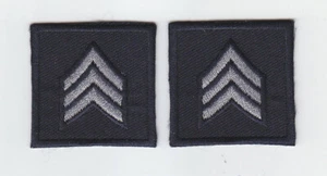 SGT Sergeant Chevron SILVER on MIDNIGHT collar patches SOLID STYLE - Picture 1 of 1