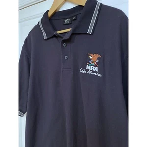 NRA Eagle Life Member Polo Shirt Navy Blue Grey Embroidered Logo L Short Sleeve - Imagen 1 de 5