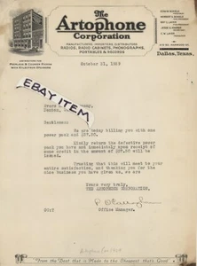 1929 P O Calloghan Edwin SCHIELE LAYER Kramer ARTOPHONE CORPORATION Dallas Texas - Bild 1 von 1