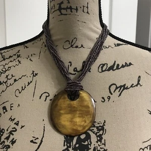 Handmade African Multi Color multi strand 9.25” long Bead Necklace pendant - Picture 1 of 8