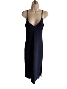 Gap Stretch Maxi Sheath Dress thin Straps Side Slit Pullover dark Navy Blue S - Picture 1 of 10