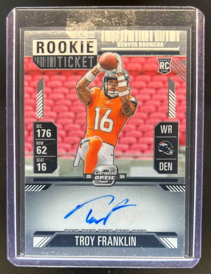 2024 Contenders Optic Troy Franklin Rookie Ticket Auto RC VAR #113b - Image 1 of 2