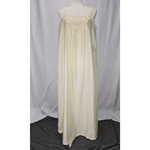 Womens Vintage Barbizon Boutique Silky Lace Nylon Nightgown Maxi Swiss Dot SZ MD - Picture 1 of 9