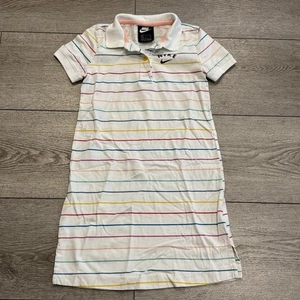 Nike Dress Girls Small Polo Shirt Dress Striped Tennis Golf White Preppy - Picture 1 of 6