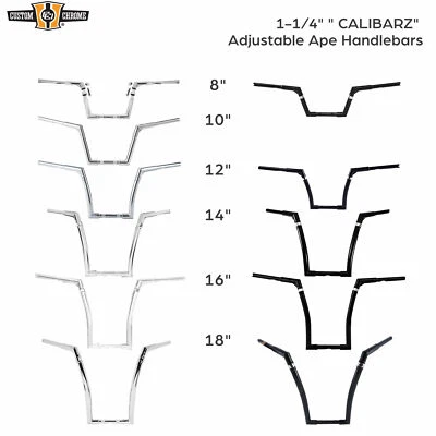 8~18" Rise Adjustable Ape Handlebar Fit For Harley 1" Sportster Softail Dyna - Изображение 1 из 4