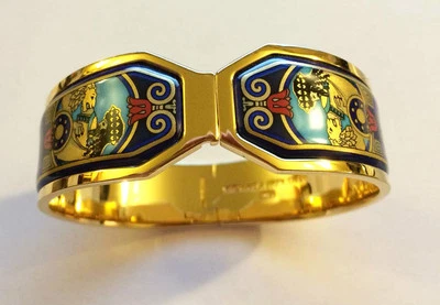 MICHAELA FREY WILLE Greco-Roman Lion Zeus 24K Enamel Contessa Bangle Bracelet Foto 1 de 4