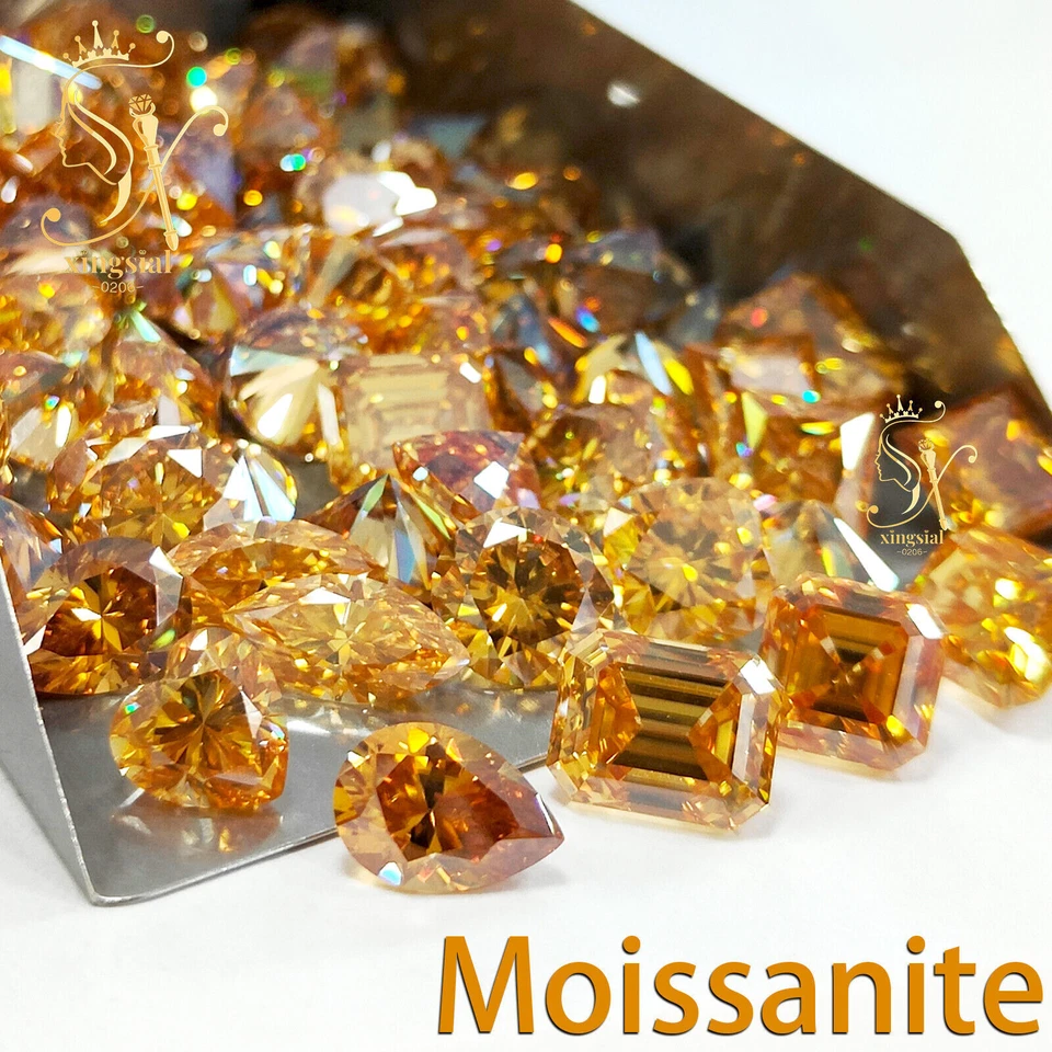 Champagne Color Moissanite Loose Stones VVS1 Fancy Cut 3EX Gemstone For Jewelry - Image 1 of 4