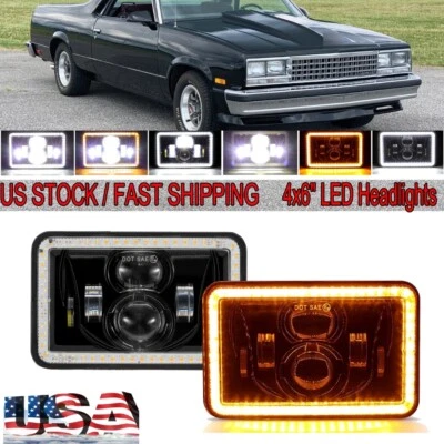 For Western Star 4900 Semi Truck 4x6" Inch LED Headlights Hi-Lo DRL Turn Signal - Image 1 of 4