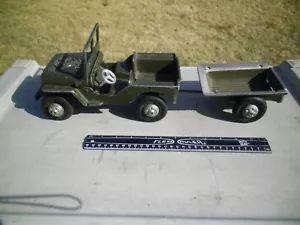 Vintage 1940 Cast Aluminum Oglesby Willy's Army Toy Jeep & Trailer Set - Nice! - Picture 1 of 9