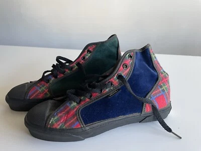 Vintage Vans Shoes Made In USA Women’s 7.5 High Top Tatrtan Blue Green 1990’s - Image 1 of 4