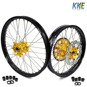 KKE 21" 19" CNC MX Wheels Rims Fit Yamaha YZ125 250 2017-2024 YZ250F YZ450F Gold - Picture 1 of 11