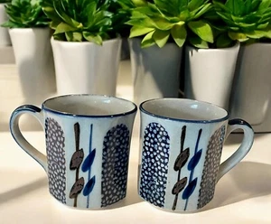 Set 2 tazze Giappone vintage Takahashi San Francisco blu marrone e beige dipinte a mano - Foto 1 di 7