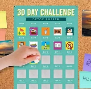 Póster rascador de desintoxicación dieta desafío 30 días vida saludable fitness ejercicio regalo - Imagen 1 de 3