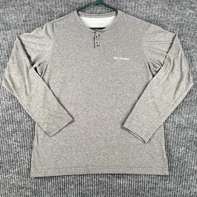 Camisa masculina Columbia Henley tamanho pequeno cinza manga longa leve ao ar livre - Imagem 1 de 4