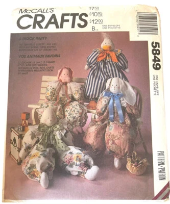 McCall’s 5849 Vintage 1992 22” Stuffed Animal Dolls Pattern UNCUT Craft - Image 1 of 4
