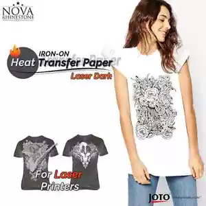 New Laser Iron-On Heat Transfer Paper, For Dark fabric, 100 Sheets - 8.5" x 11" - Picture 1 of 5