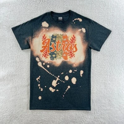 Houston Astros Custom 1 of 1 T Shirt Men Small Reverse Bleached MLB Baseball - Image 1 of 4