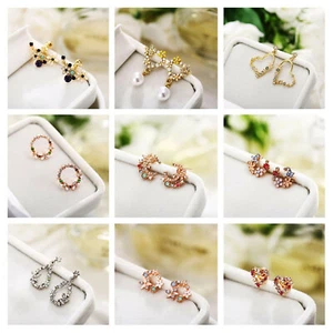 Assorted Crystal Flower Wreath Earrings Piercing Ear Studs Ear Hooks Jewelry - Picture 1 of 47