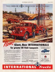 International Trucks Construction Site Oil Field Men Red Vintage Print Ad 1947 - Picture 1 of 4