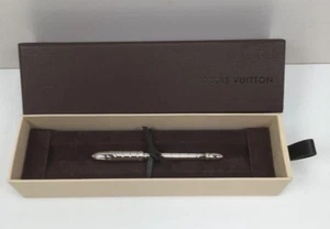 Louis Vuitton Stylo Agenda Silver Twisted Ballpoint Pen (N75005) wz/Box&Manual - Picture 1 of 9