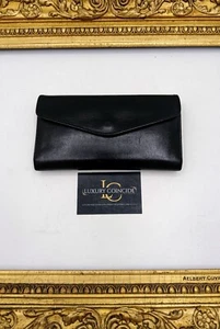 VALEXTRA PORTAFOGLIO CONTINENTAL ORIZZONTALE DONNA PELLE NERA VINTAGE - Imagen 1 de 19