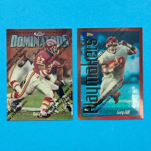 1996 & 1997 Topps Finest Refractor Greg Hill #297 & 194 W/ PEEL KC CHIEFS - Picture 1 of 6