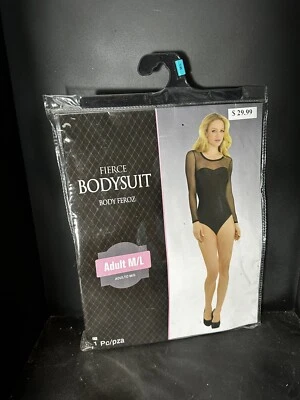 Bodysuit. Adult M/L size Up to size 12. Black. Lace at top, arms Halloween  #626 - Image 1 of 3