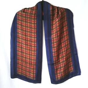 Ann Klein Seide Halstuch blau hellbraun 10X57 Mehrzweck - Bild 1 von 14