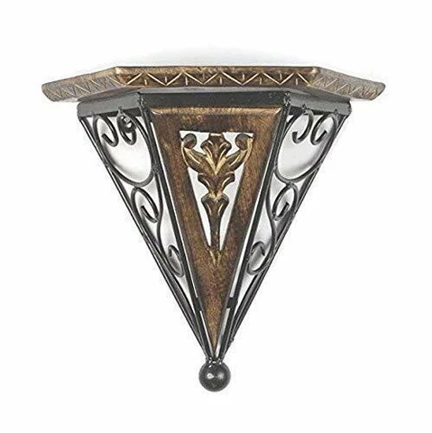 vintage Beautiful wood & wrought iron Fancy wall bracket shelf simple & ethnic Cover