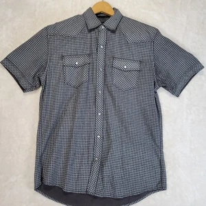 Duke's Bark M Men's Pearl Snap Short Sleeve Shirt Gray/Black - Picture 1 of 14