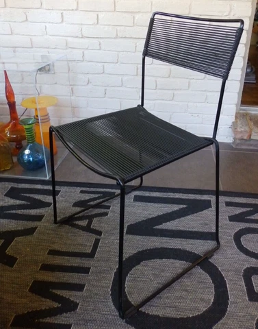 Vintage Mid Century Black Spaghetti Dining Chair Giandomenico Belotti Design Cover