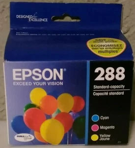 Epson 288 Standard Capacity Color Cyan Magenta Yellow Pack New 08/20 - Picture 1 of 3