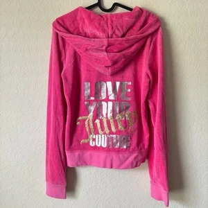 Juicy Couture | Y2K Hot Pink Velour Full Zip Hoodie Jacket Size Medium - Picture 1 of 9