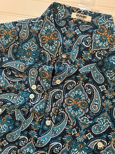 NUEVA Camisa Coofandy Para Hombre L Manga Larga Con Botones Azul Estampado Paisley - Imagen 1 de 10