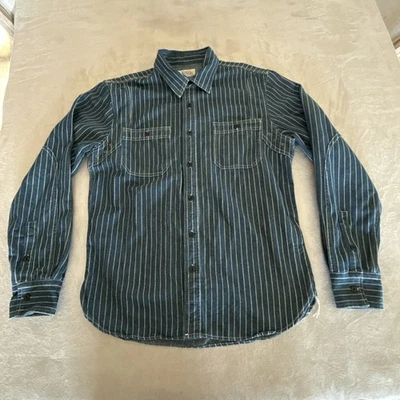 Non Stock Flyer Mens 42 Denim Wabash Striped Shirt Vented Pits - Image 1 of 4