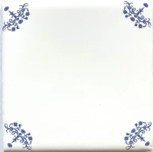 Scroll Blue Delft Design Ofen befeuert 4,25" x 4,25" Keramikfliese Feldfliese - Bild 1 von 1