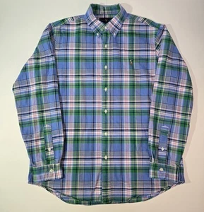 Polo Ralph Lauren elegantes Button Down Hemd Herren L Pony grün blau Madras kariert - Bild 1 von 7