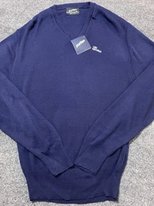 Vintage Puritan Navy Blue V Neck Acrylic Sweater CBS Records Embroidered USA XL - Picture 1 of 11