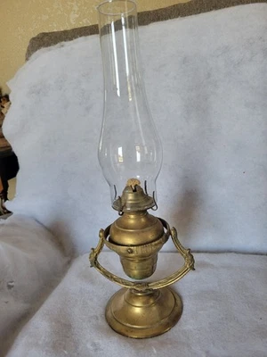 Antq/Vntg Nautical Brass/Glass Swivel Ships/ Oil Lamp Neptune Heads USA 8 1/2"HT - Image 1 of 4
