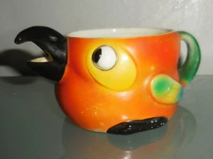 VINTAGE GERMAN L. G. CO POTTERY CREAMER FIGURINE HANDPAINTED BIRD DESIGN NR - Picture 1 of 8