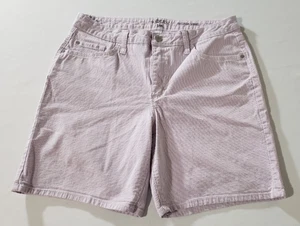 Riders By Lee Womens Size 12 Medium Purple White Striped Midrise Shorts Stretch - Picture 1 of 6