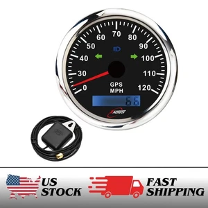 RACETECH 85mm (3 3/8") Black GPS Speedometer 120 MPH with Turn Signal 7 Color - Picture 1 of 9
