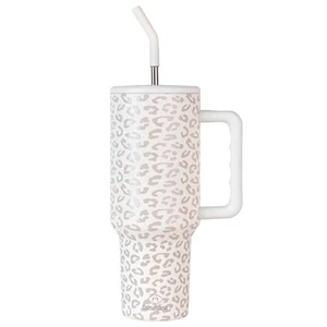 Leopard Print 40 oz Tumbler with Handle Lid and Straw,Insulated Stainless Ste... - Picture 1 of 6