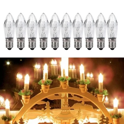 10pcs E10 Candle Arch Bridge Light Incandescent Bulbs 12V 3W Screw-In New - Image 1 of 4